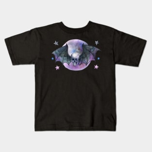 Watercolor Skull Bat Kids T-Shirt